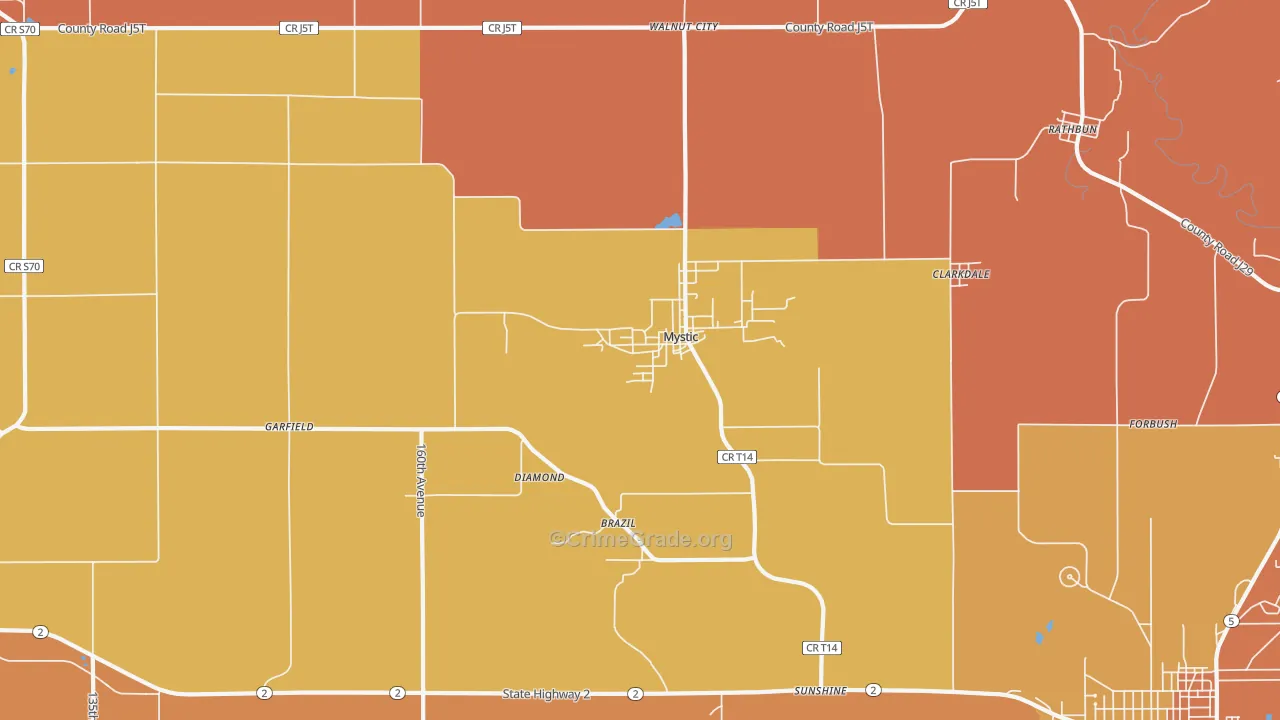 Mystic, IA Map of Arson Rates