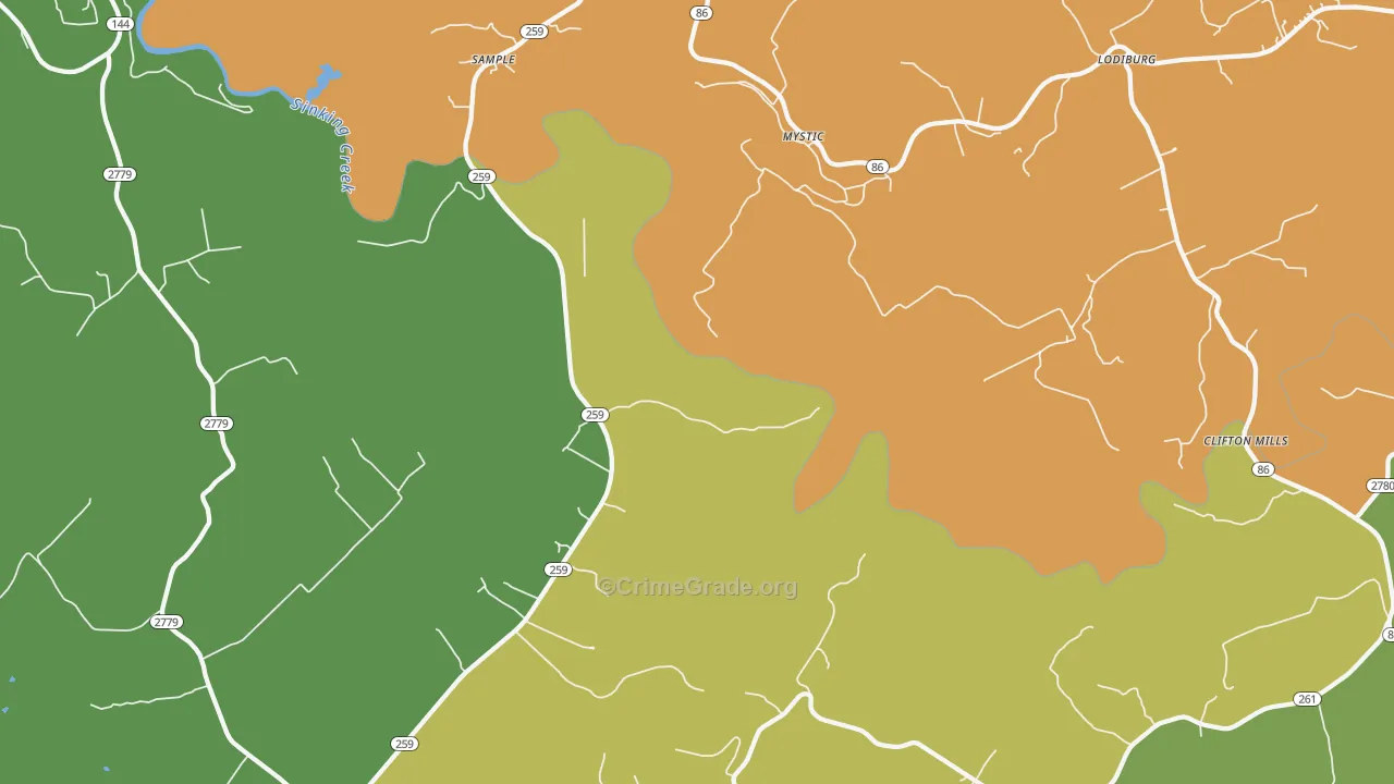 Mystic, KY Map of Arson Rates