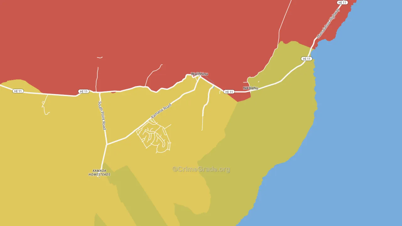 Naalehu, HI Map of Arson Rates