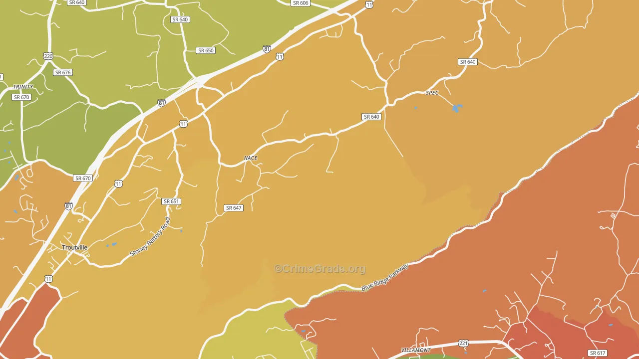 Nace, VA Map of Arson Rates