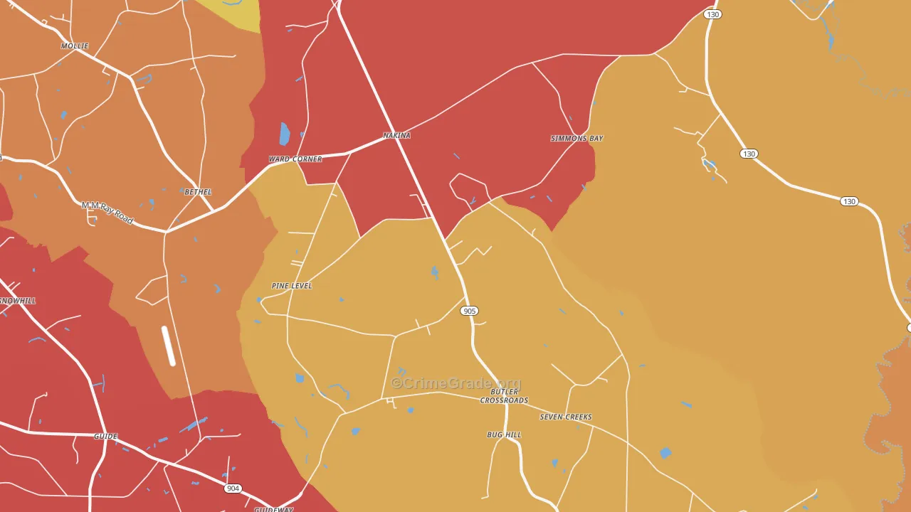 Nakina, NC Map of Arson Rates