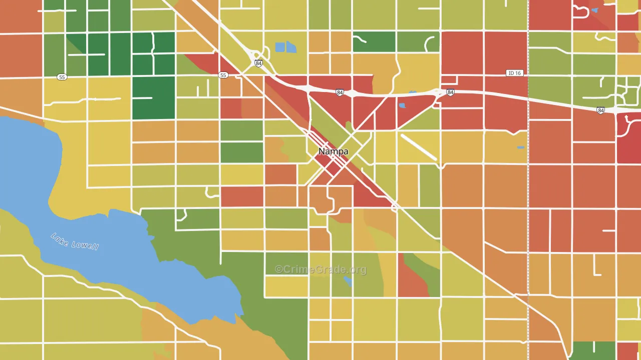 Nampa, ID Map of Arson Rates