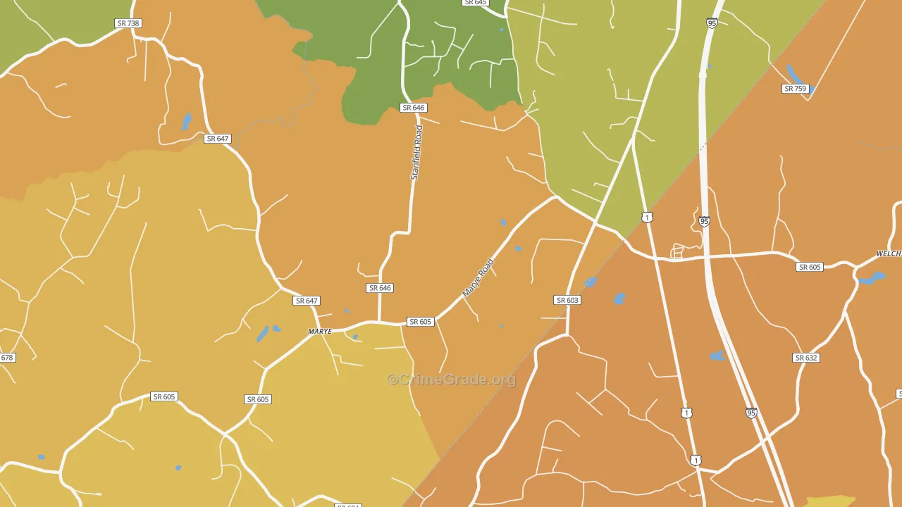 Nancy Wrights Corner, VA Map of Arson Rates