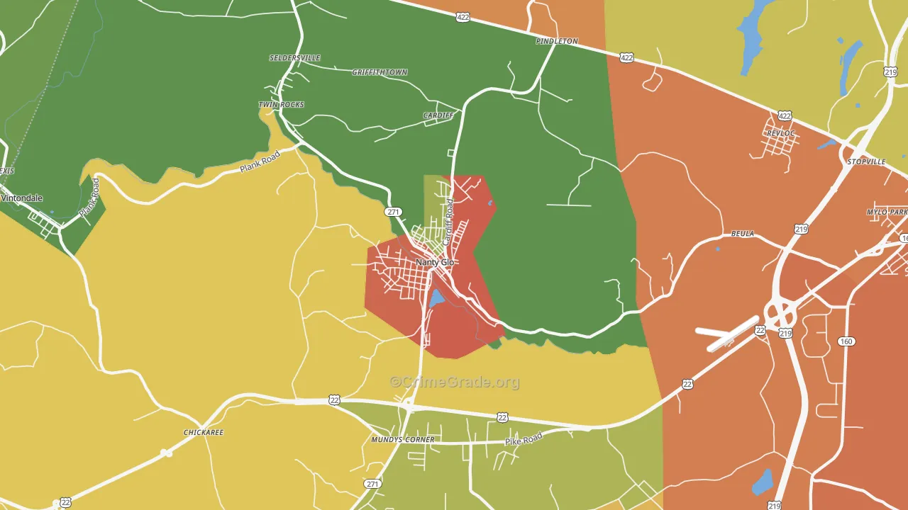 Nanty-Glo, PA Map of Arson Rates