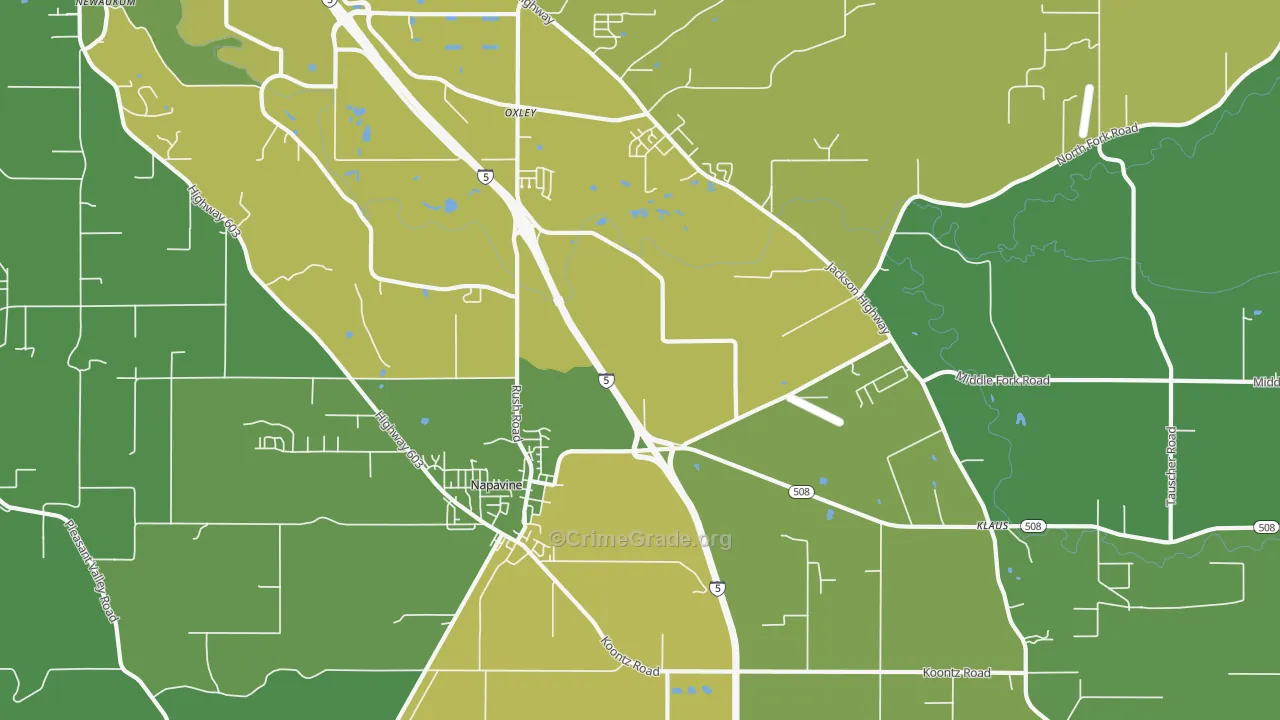 Napavine, WA Map of Arson Rates
