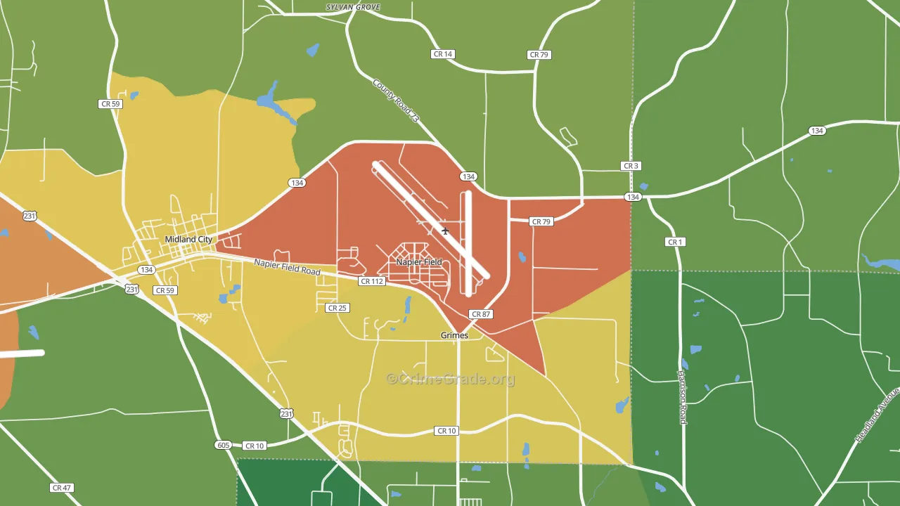 Napier Field, AL Map of Arson Rates