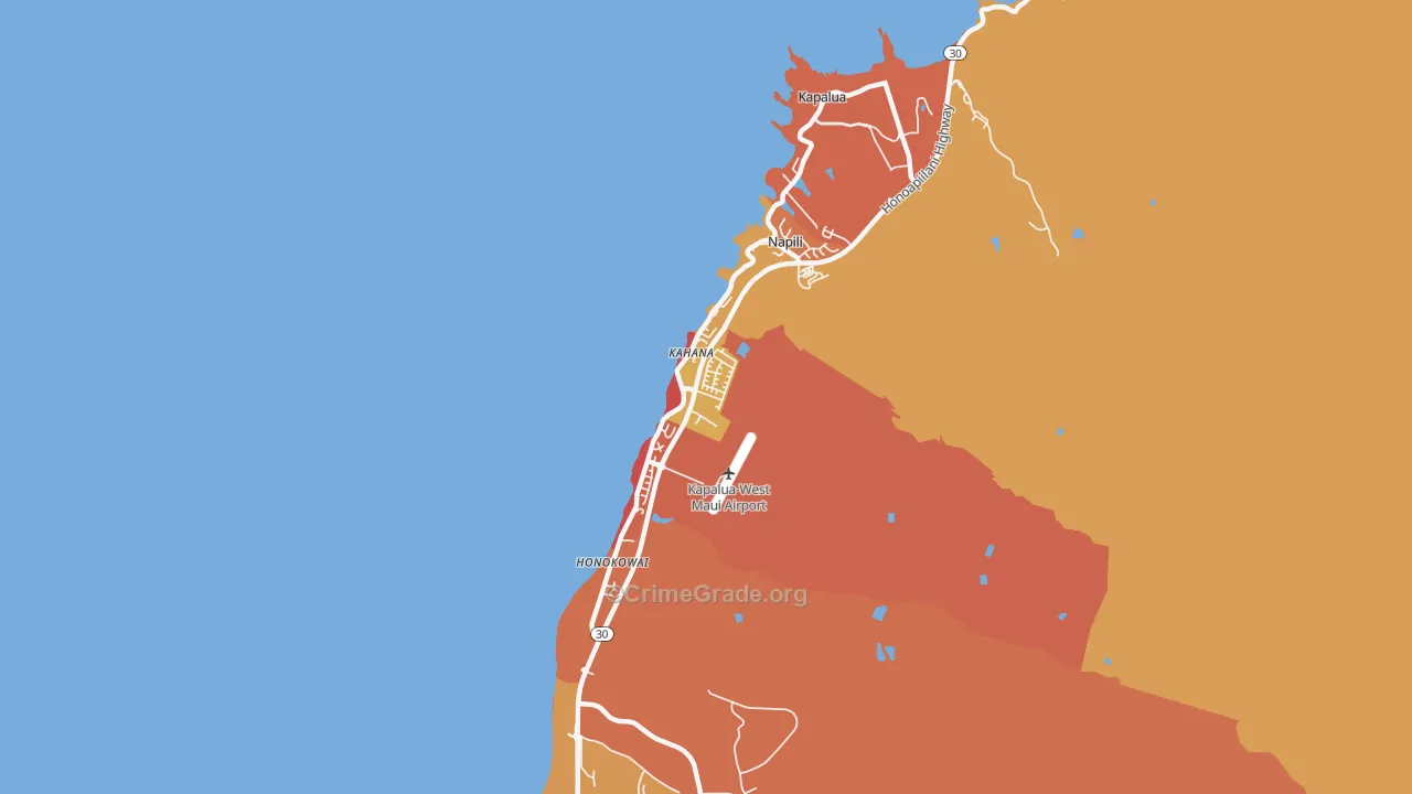 Napili-Honokowai, Lahaina, HI Map of Arson Rates