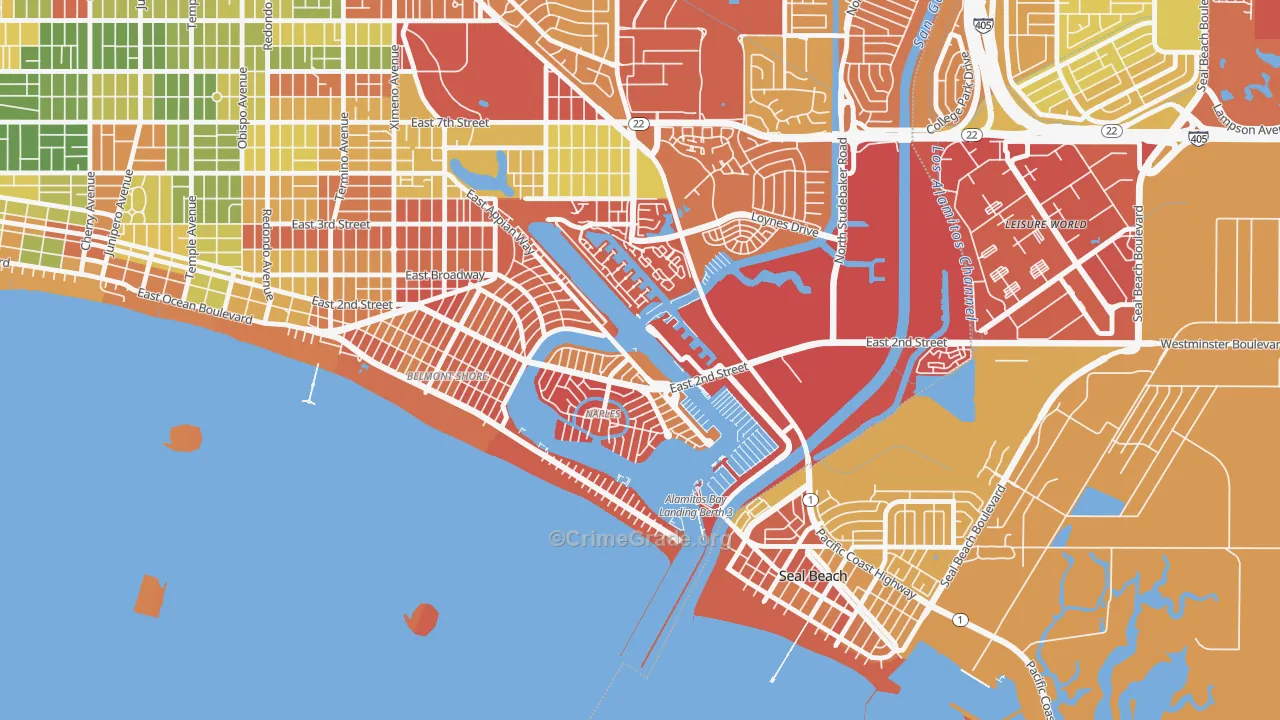Naples-Marina Area, Long Beach, CA Map of Arson Rates