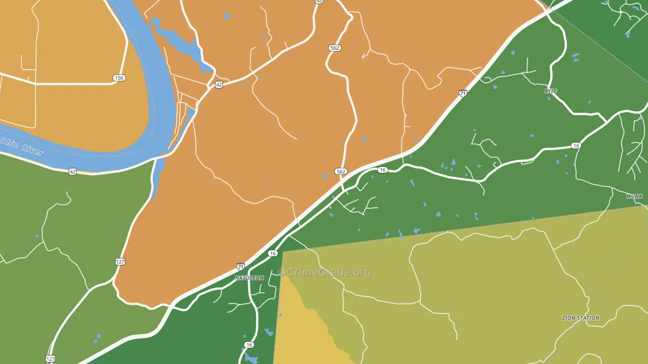 Napoleon, KY Map of Arson Rates