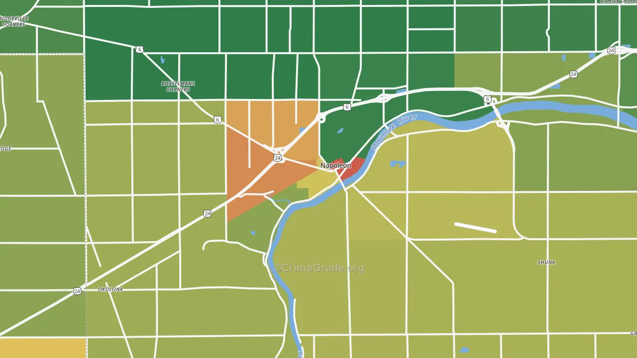 Napoleon, OH Map of Arson Rates