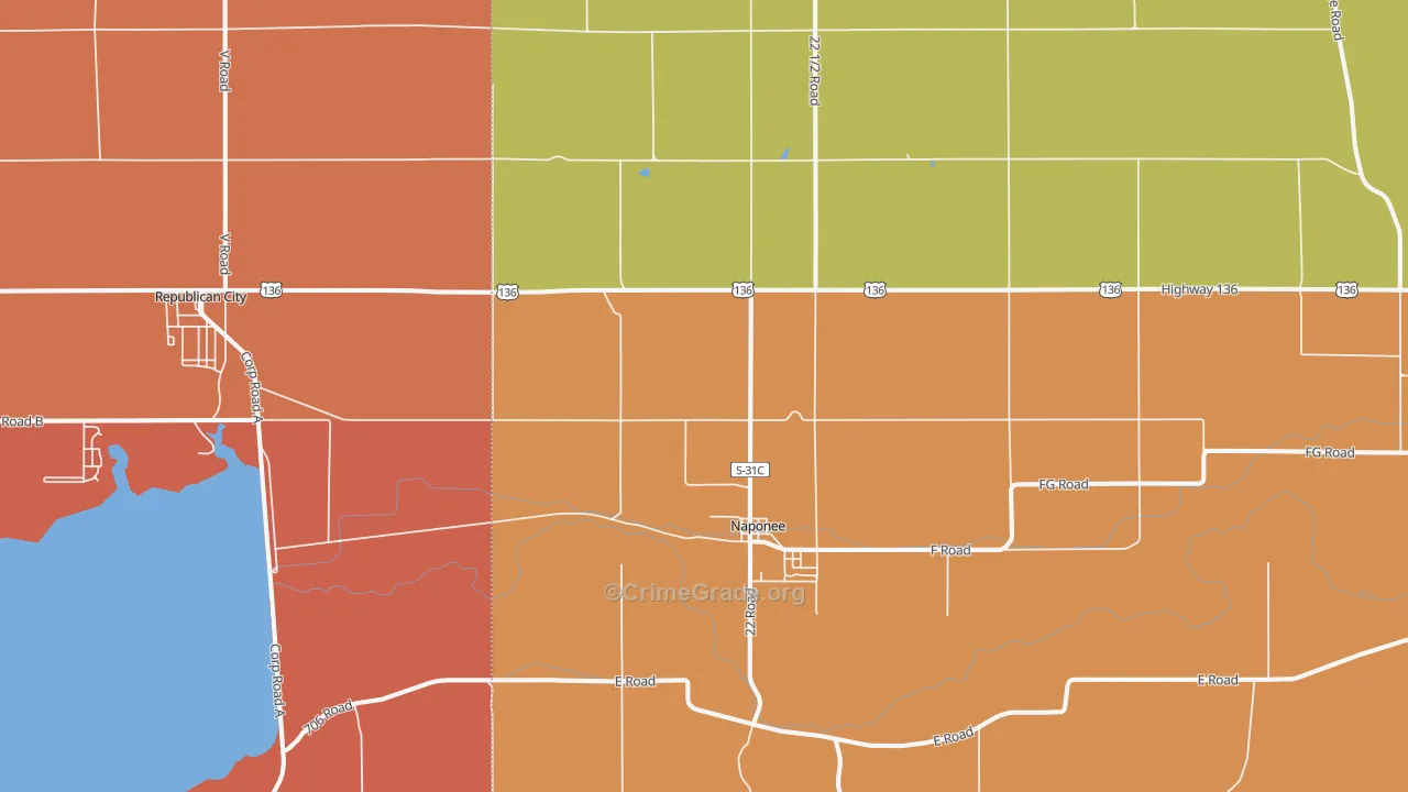 Naponee, NE Map of Arson Rates