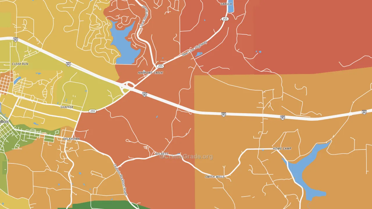 Narrows Creek, PA Map of Arson Rates