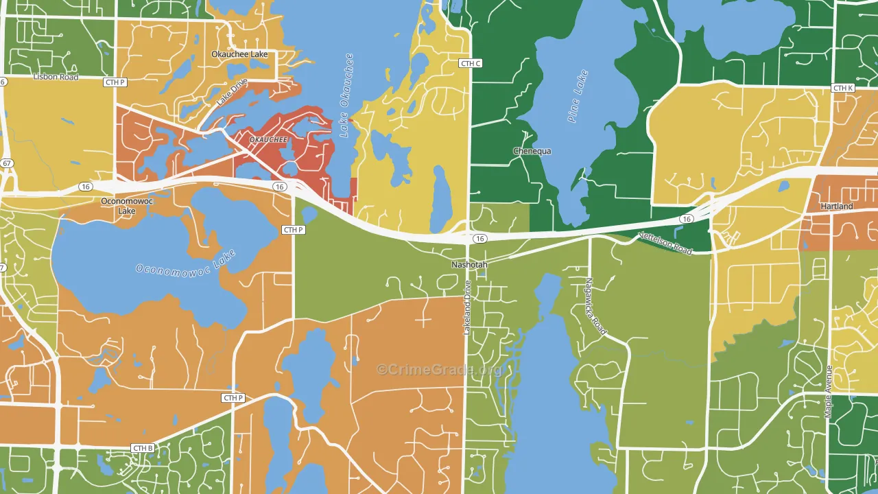 Nashotah, WI Map of Arson Rates