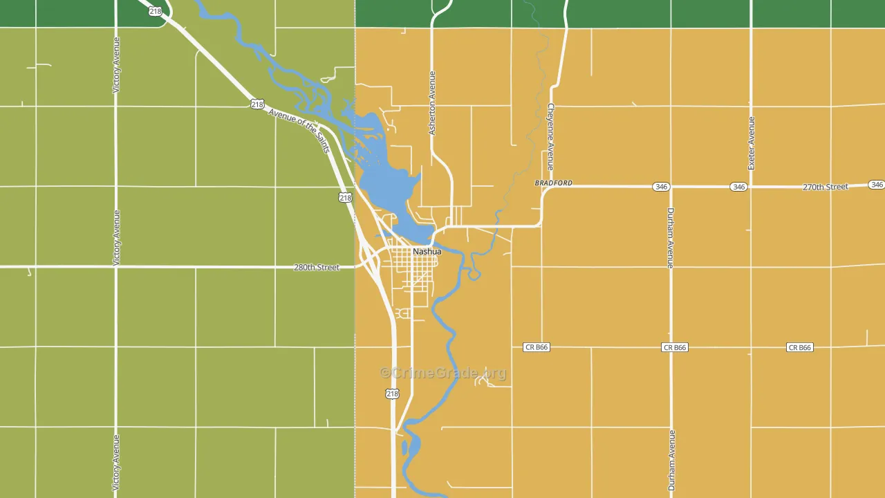 Nashua, IA Map of Arson Rates