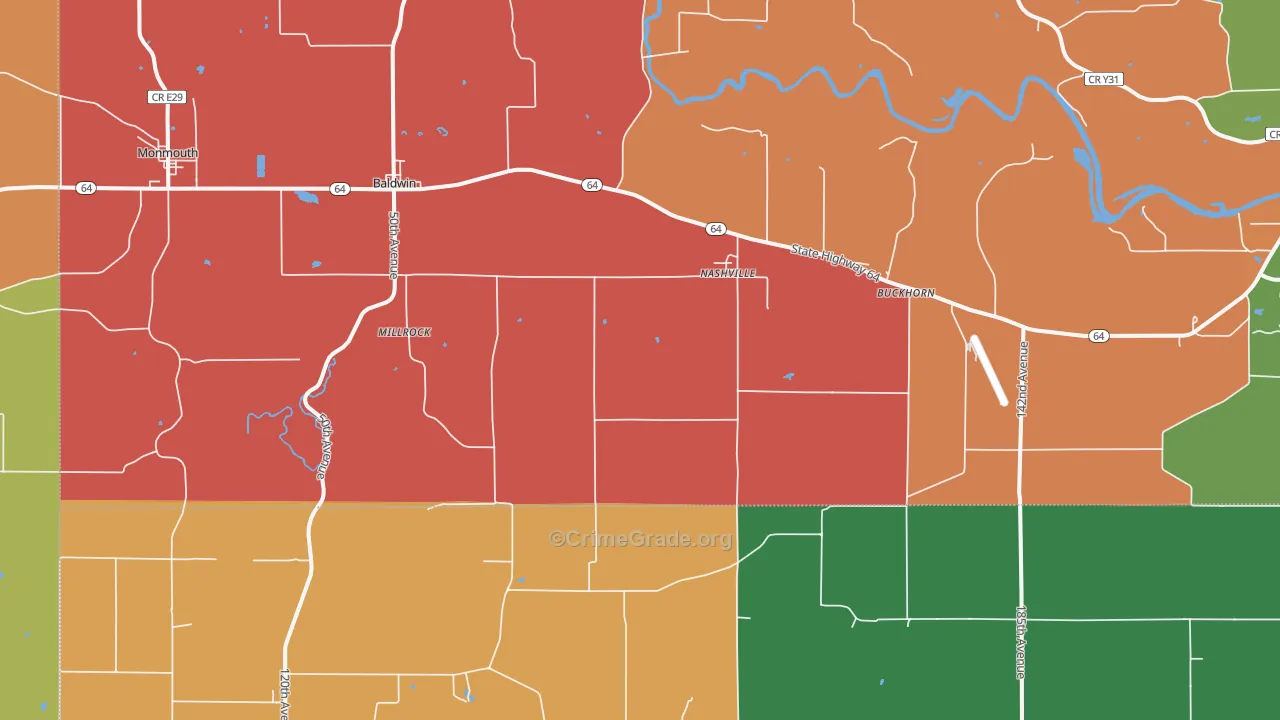 Nashville, IA Map of Arson Rates