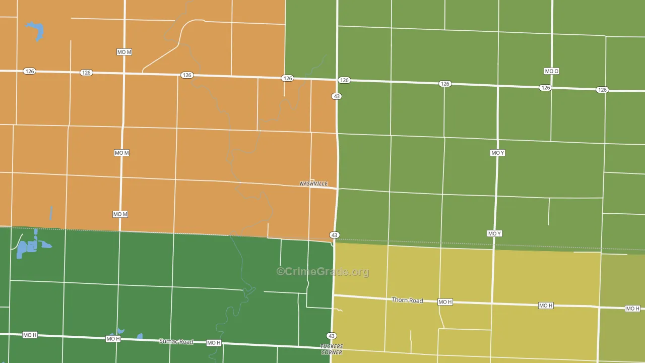 Nashville, MO Map of Arson Rates