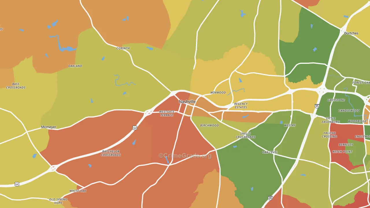 Nashville, NC Map of Arson Rates