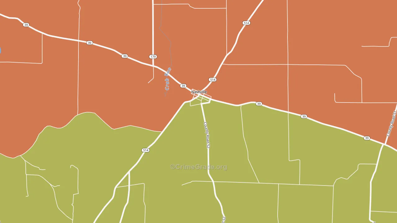 Nashville, OH Map of Arson Rates