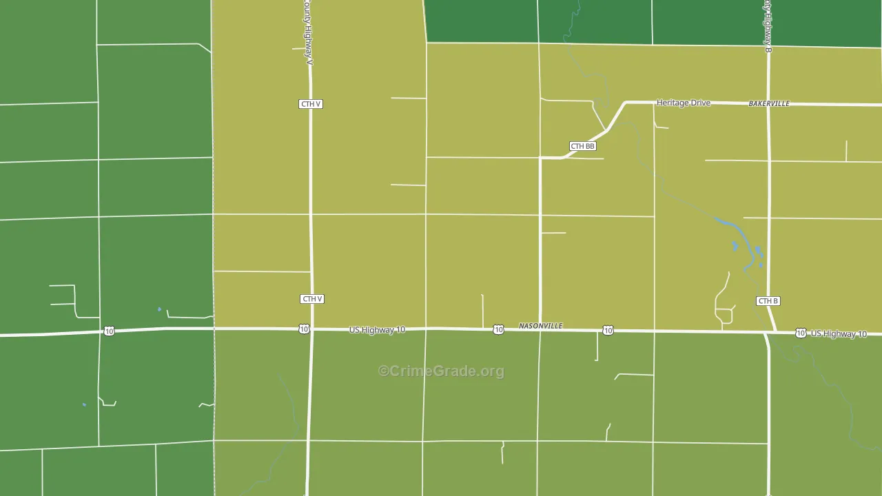 Nasonville, WI Map of Arson Rates