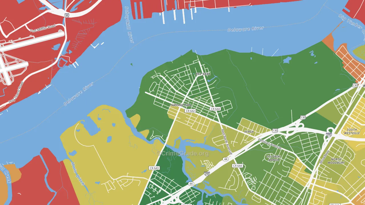 National Park, NJ Map of Arson Rates