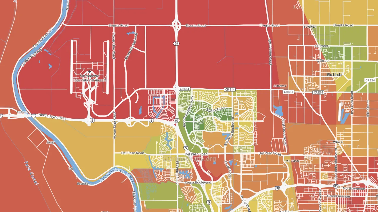 Natomas Creek, Sacramento, CA Map of Arson Rates