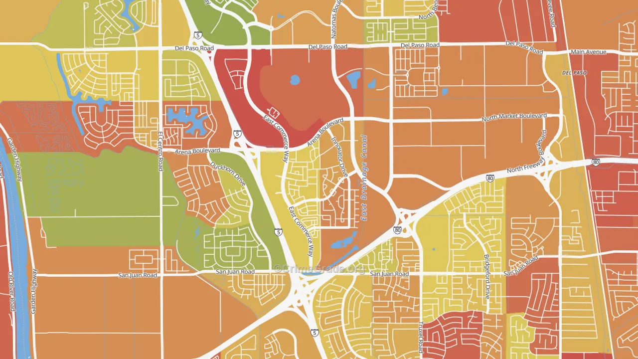 Natomas Crossing, Sacramento, CA Map of Arson Rates