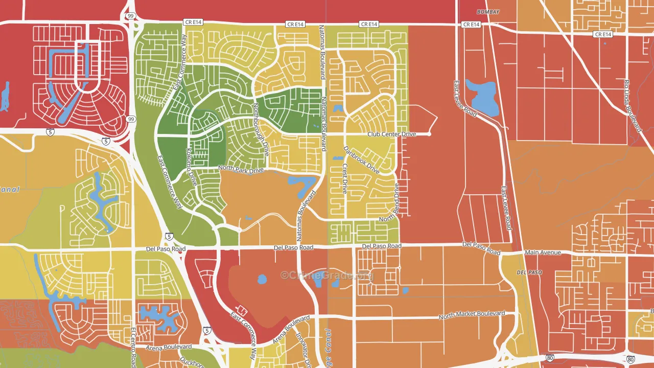 Natomas Park, Sacramento, CA Map of Arson Rates