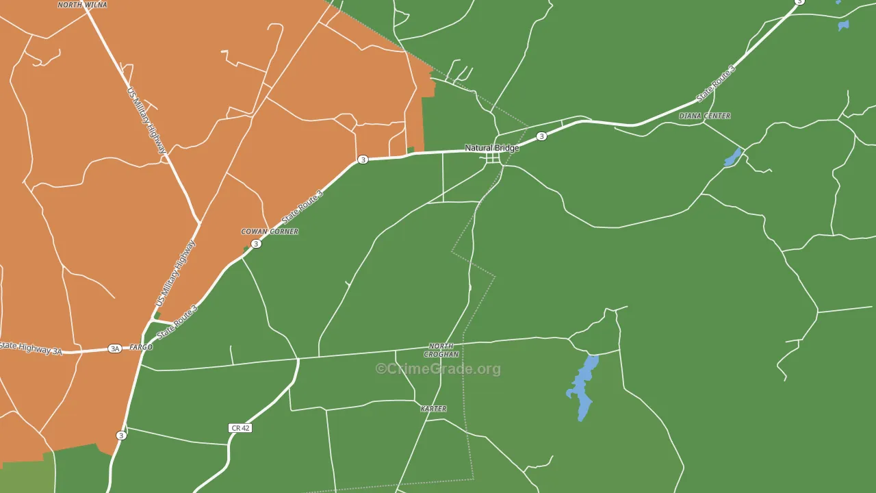 Natural Bridge, NY Map of Arson Rates