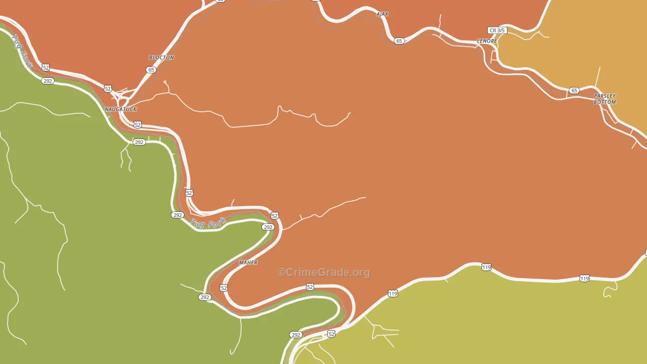 Naugatuck, WV Map of Arson Rates