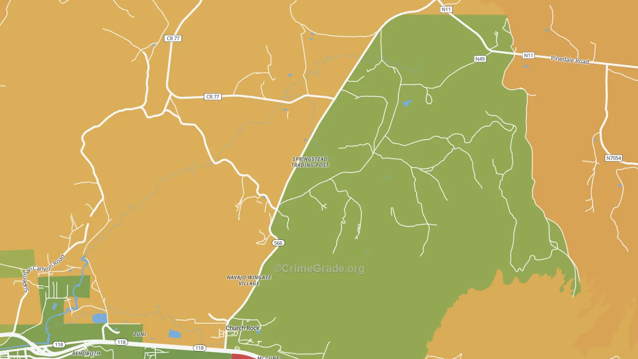 Navajo Wingate Village, NM Map of Arson Rates
