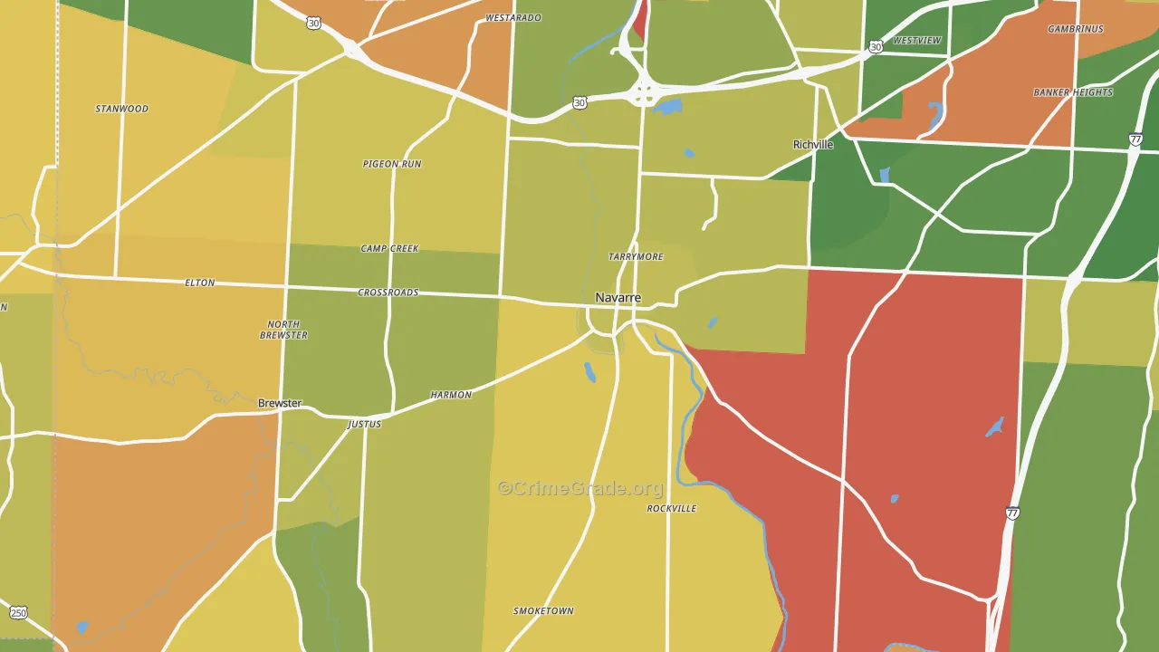 Navarre, OH Map of Arson Rates
