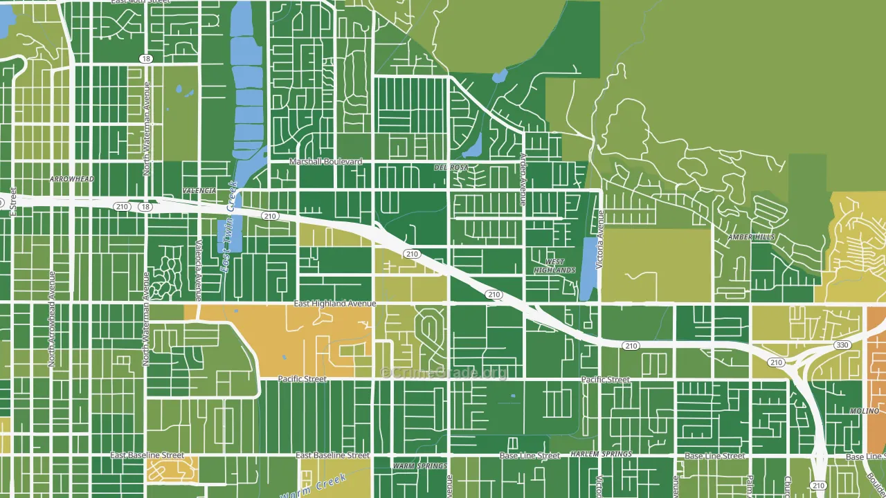 NE-Sterling, San Bernardino, CA Map of Arson Rates