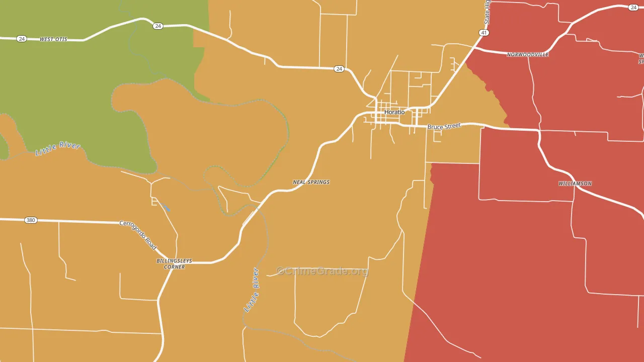 Neal Springs, AR Map of Arson Rates