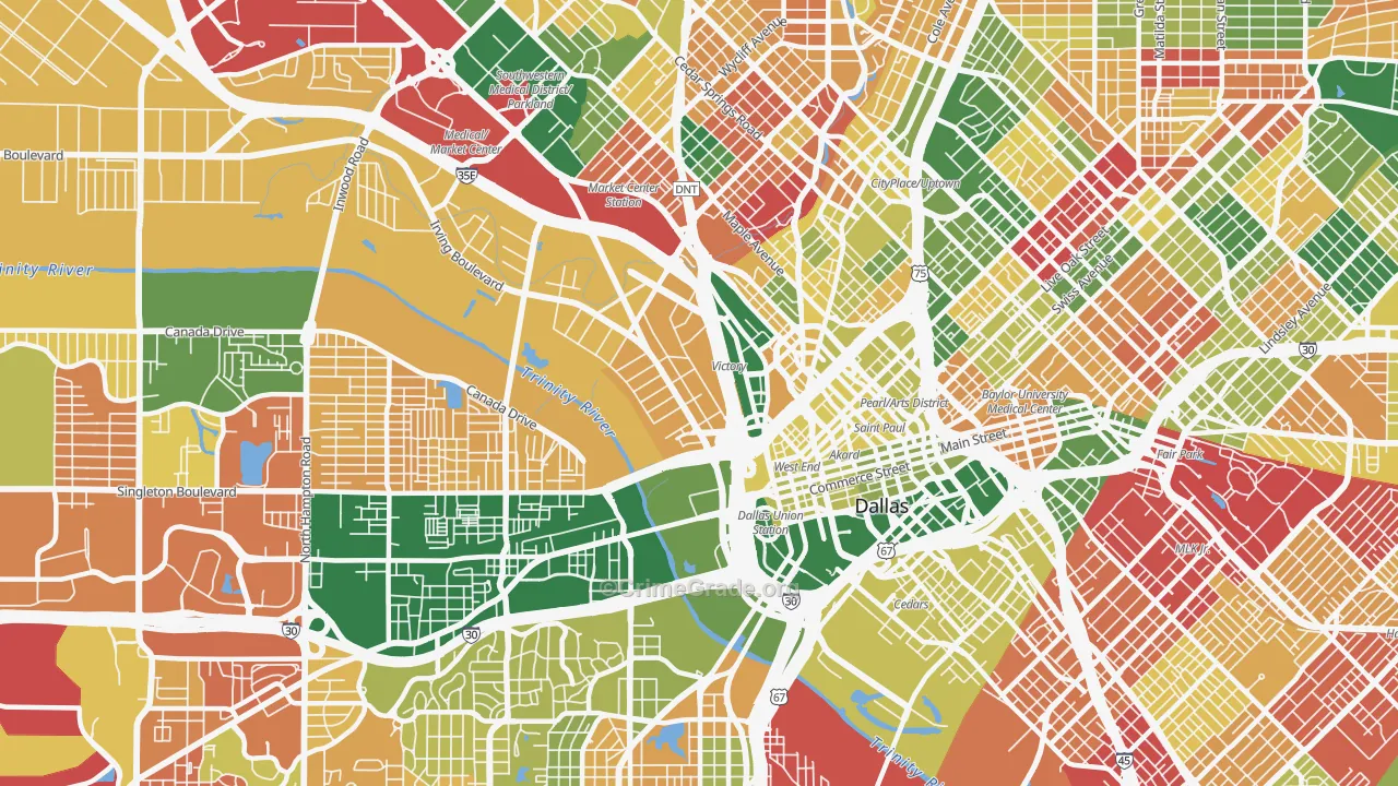 Near East, Dallas, TX Map of Arson Rates