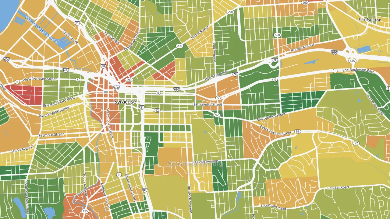 Near Eastside, Syracuse, NY Map of Arson Rates