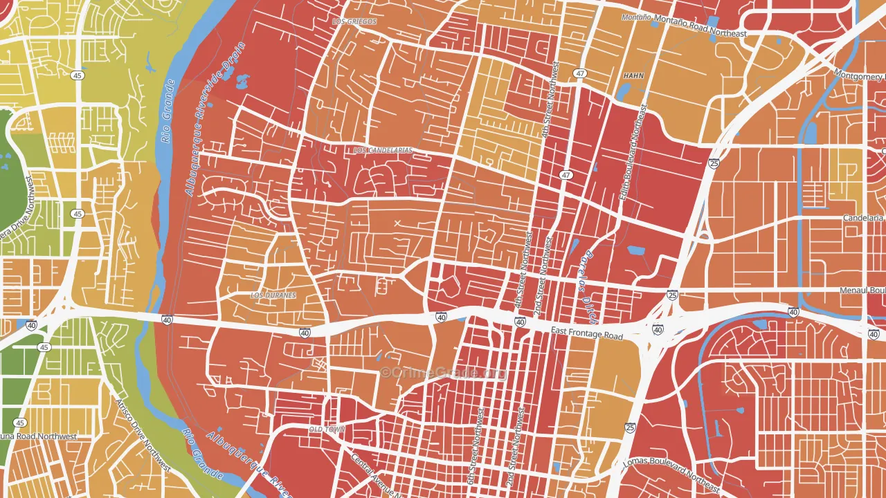 Near N Valley, Albuquerque, NM Map of Arson Rates