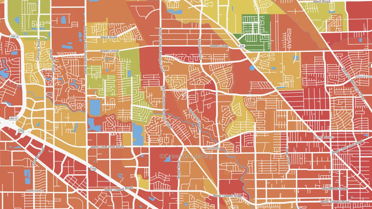 Near Northwest, Houston, TX Map of Arson Rates