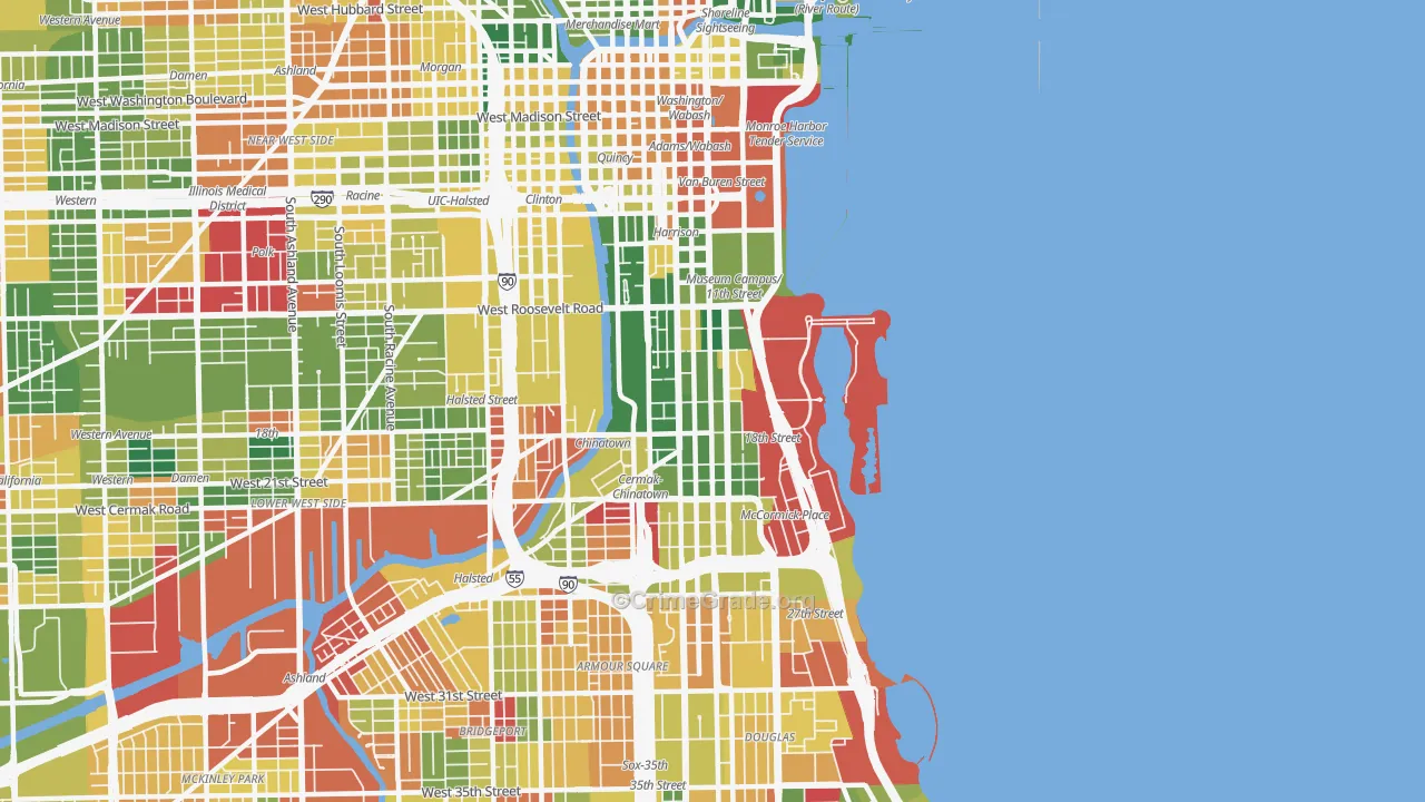 Near South Side, Chicago, IL Map of Arson Rates