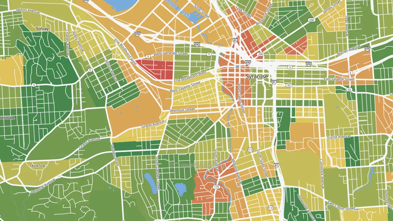 Near Westside, Syracuse, NY Map of Arson Rates