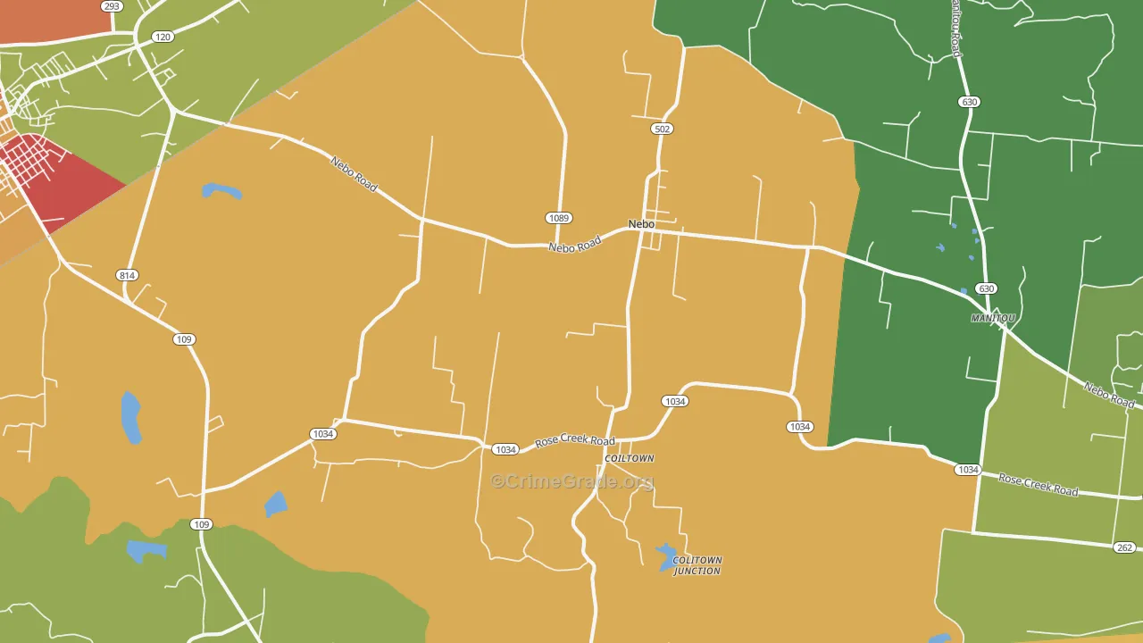 Nebo, KY Map of Arson Rates