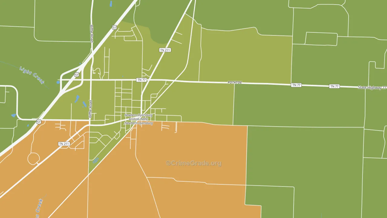 Neboville, TN Map of Arson Rates