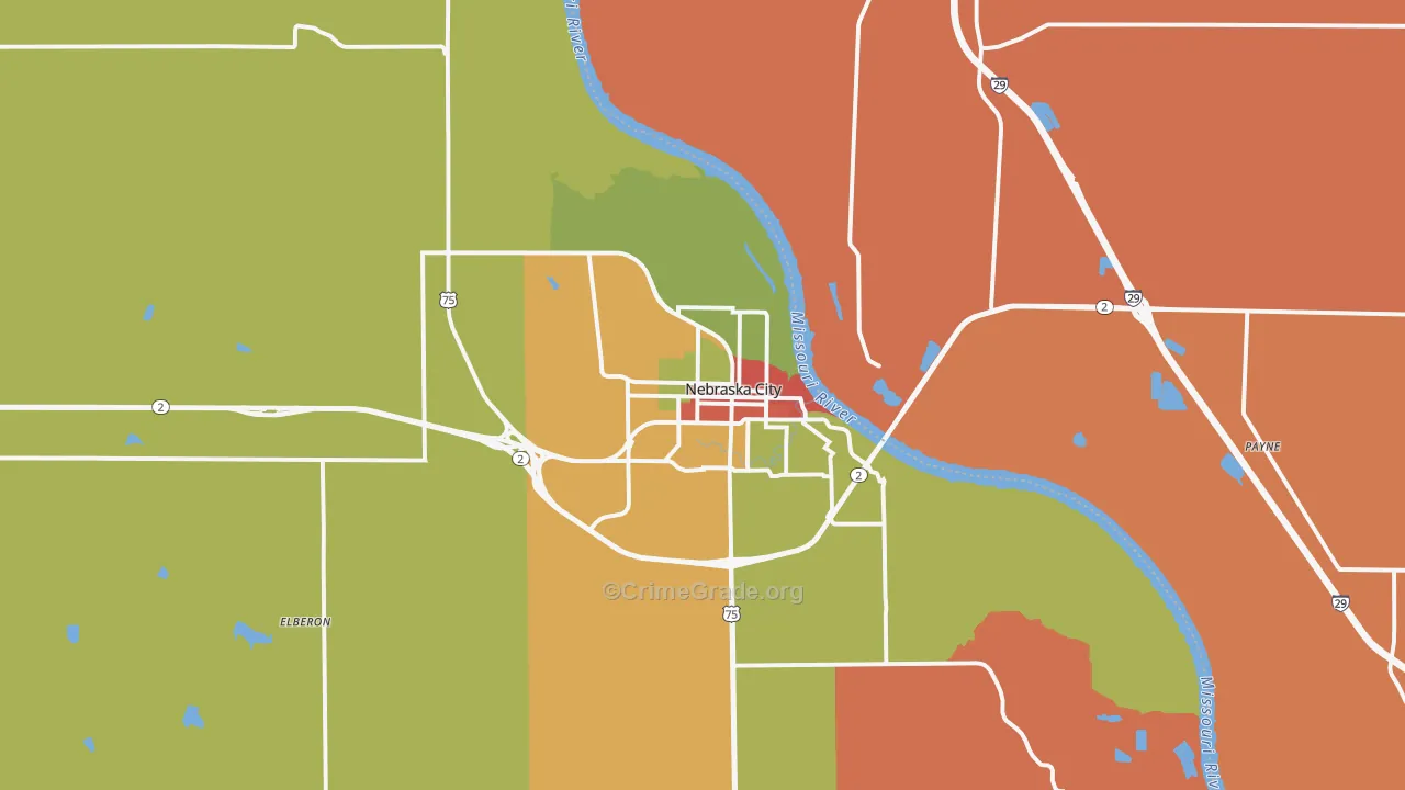 Nebraska City, NE Map of Arson Rates