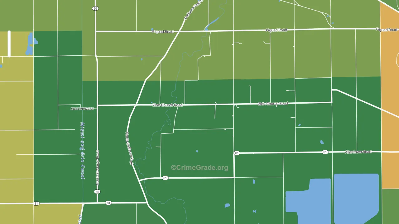 Needmore, OH Map of Arson Rates