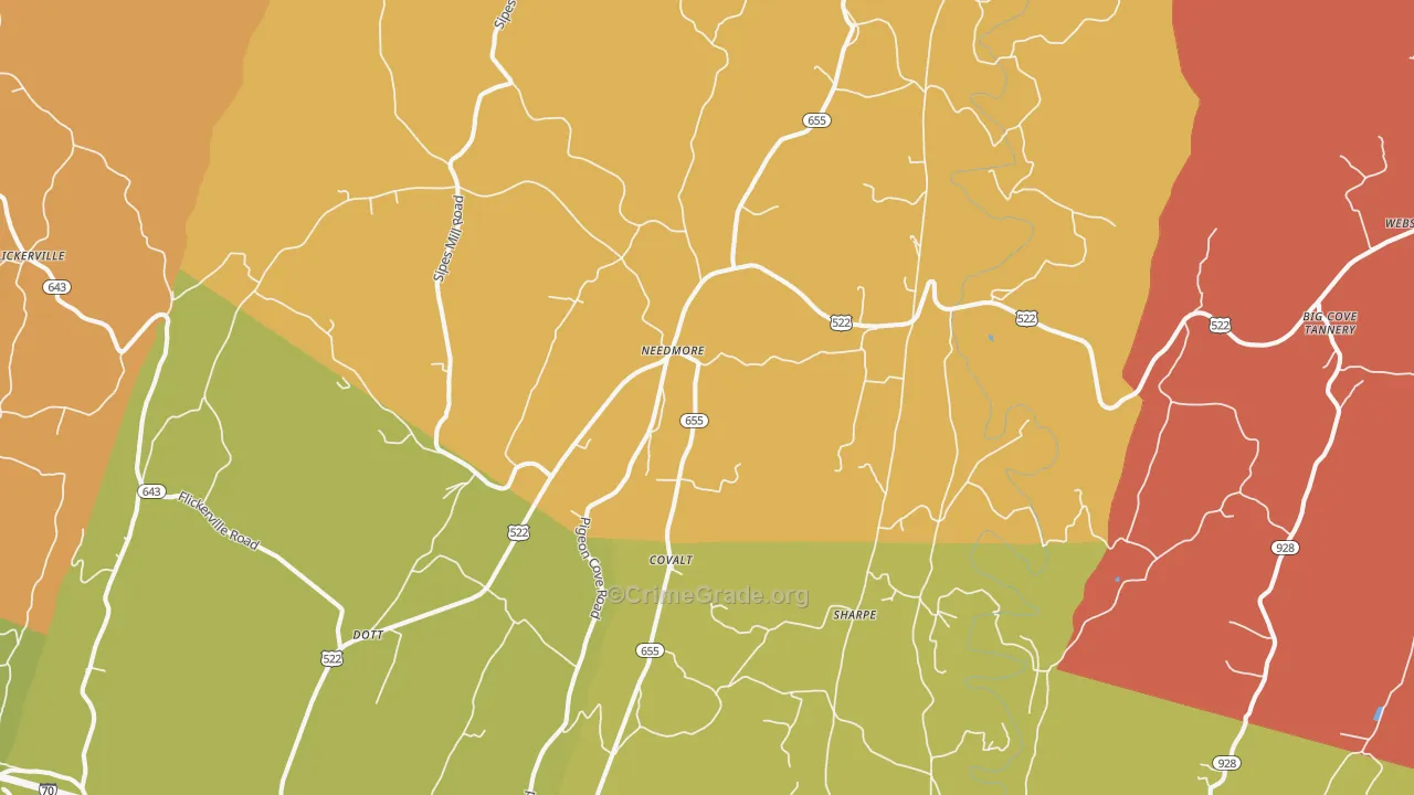 Needmore, PA Map of Arson Rates