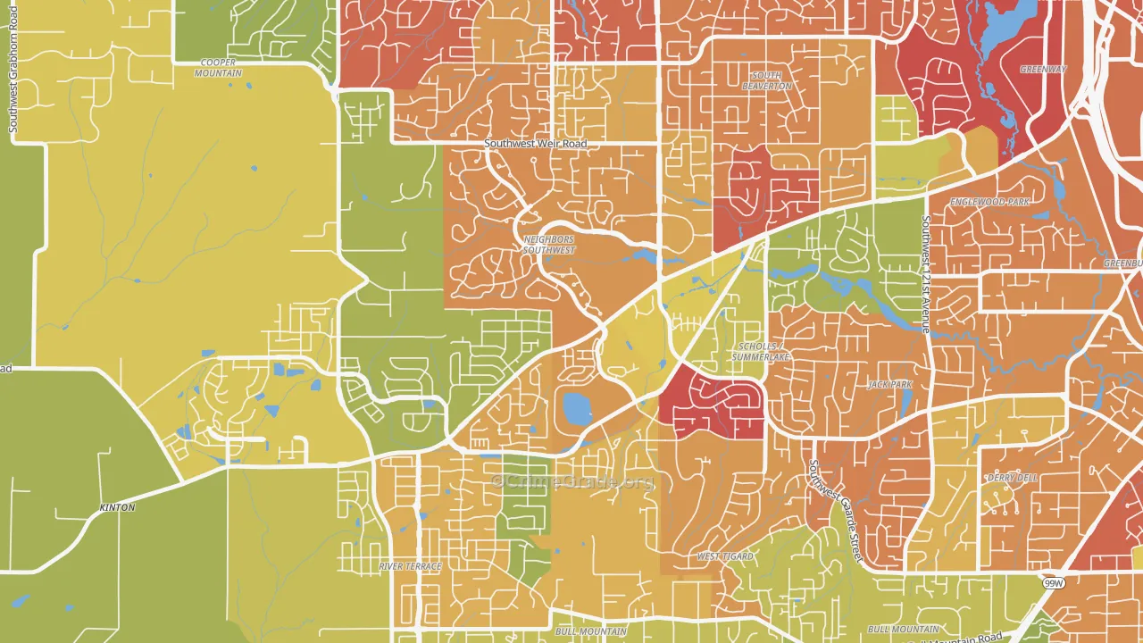 Neighbors Southwest, Beaverton, OR Map of Arson Rates