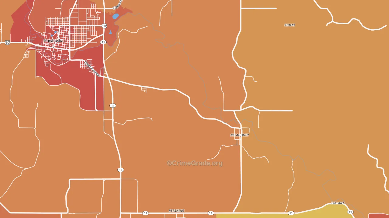 Nelagoney, OK Map of Arson Rates