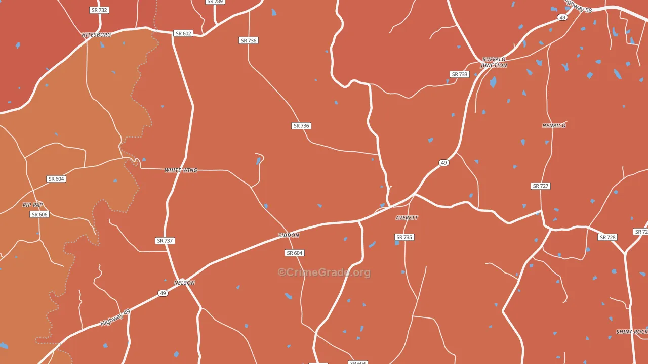 Nelson, VA Map of Arson Rates