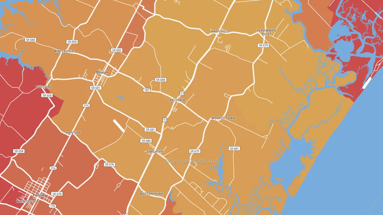 Nelsonia, VA Map of Arson Rates
