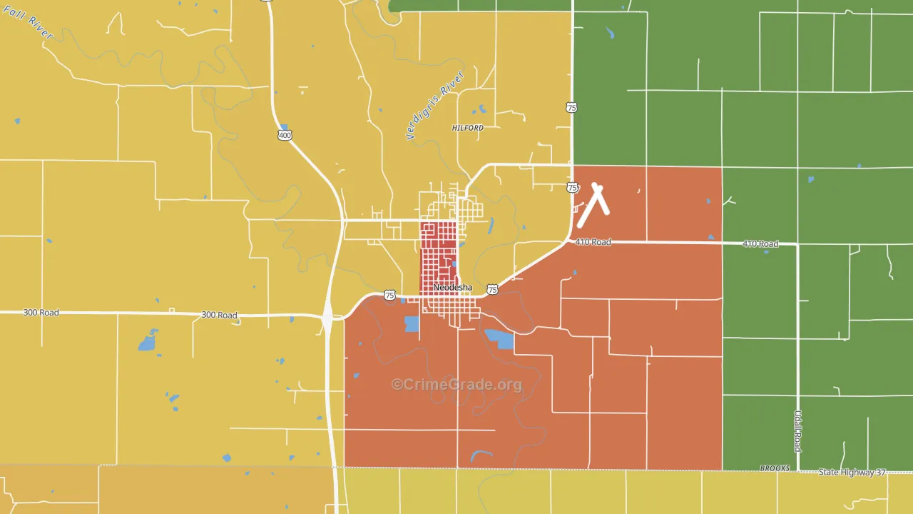 Neodesha, KS Map of Arson Rates
