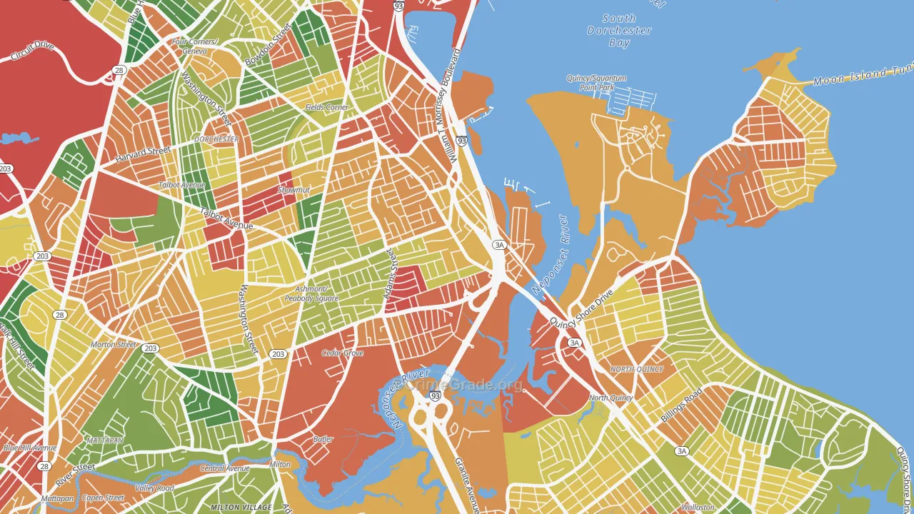 Neponset, Boston, MA Map of Arson Rates